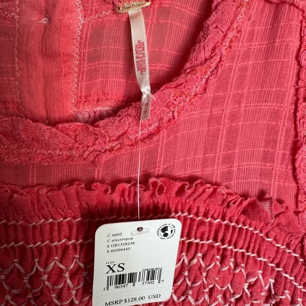 NWT Free People Sea Breeze Tunic Coral Pink boho bohemian